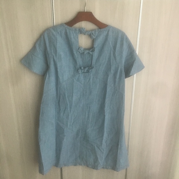 Madewell 100% Cotton Denim Dress Tie-back bows - Picture 5 of 6
